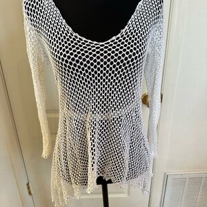 White Mesh Knit Top